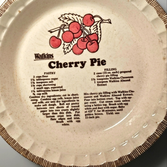 Vintage Watkins Cherry Pie Recipe Baking Plate - Picture 11 of 11